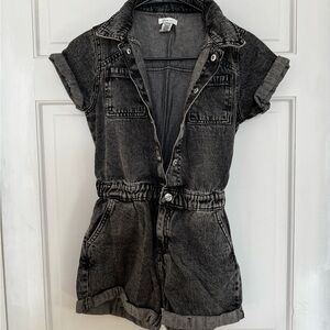 Olivia Sky Charcoal Denim Girls Romper